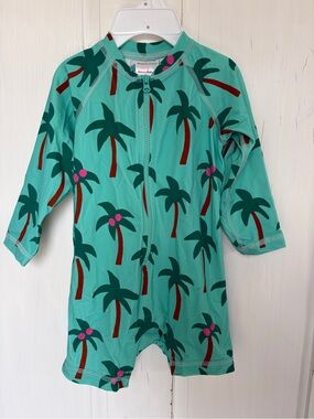 Hanna Andersson One-Piece Rash Guard in Tropical Trees on Tidepool